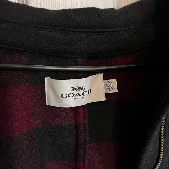 Coach wool hooded cloak black and red plaid - Picture 2 of 8